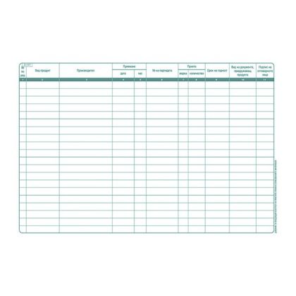 Дневник входящ контрол на хранителните продукти