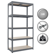 Метален стелаж STAR 180x90x45 см, до 350 кг на рафт - сив