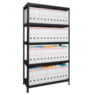 Метален стелаж HARD 180x90x40 см, до 130 кг на рафт  - черен