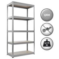Метален стелаж STAR 180x90x35 см, до 175 кг на рафт - цинк